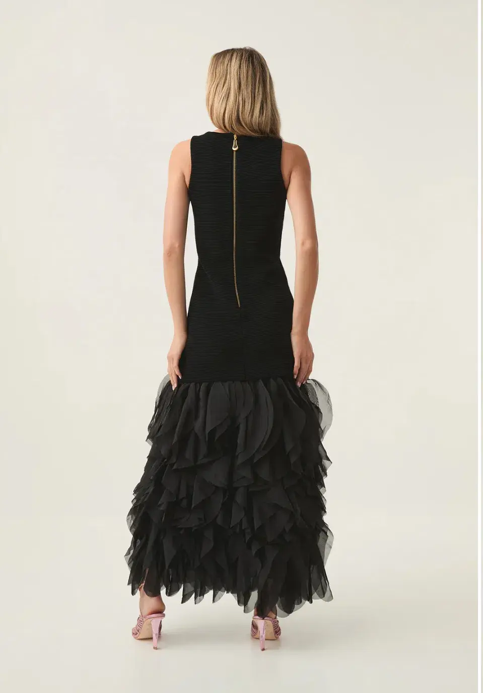 Aje Elations Knit Maxi Dress Black Size 14 for rent on The Volte - main image