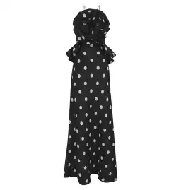 Zimmermann Crush Ruffle Halter Maxi Dress in Black/Cream Dot Size 0 / AU 8 for rent on The Volte - image 4