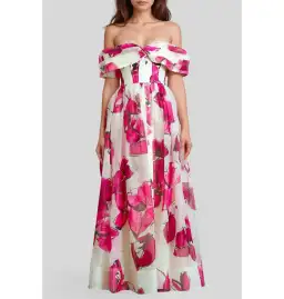 Aje Cordelia Corseted Maxi Dress in Falling Florals Size AU 6