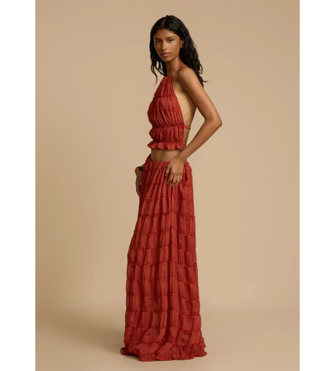 Arcina Ori Juliette Halter and Skirt Set in Red Size AU 6 for rent on The Volte - main image