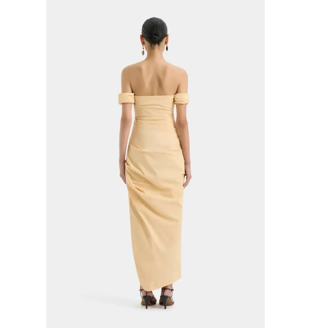 Sir the Label Carmen Draped Gown in Light Peach Size AU 6 for rent on The Volte - main image