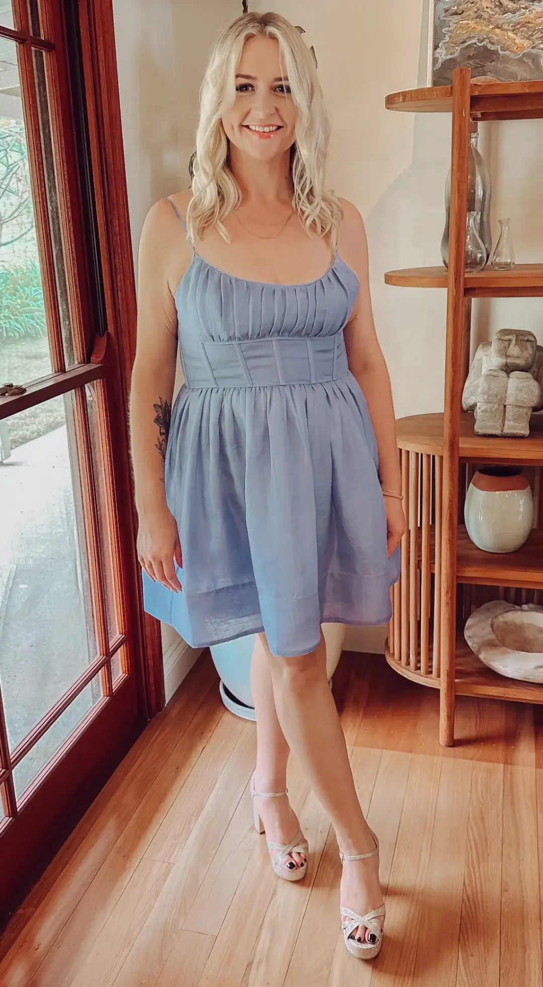 Zimmermann Natura Ruched Mini Dress in Iris Size 4 / AU 16 for rent on The Volte - main image