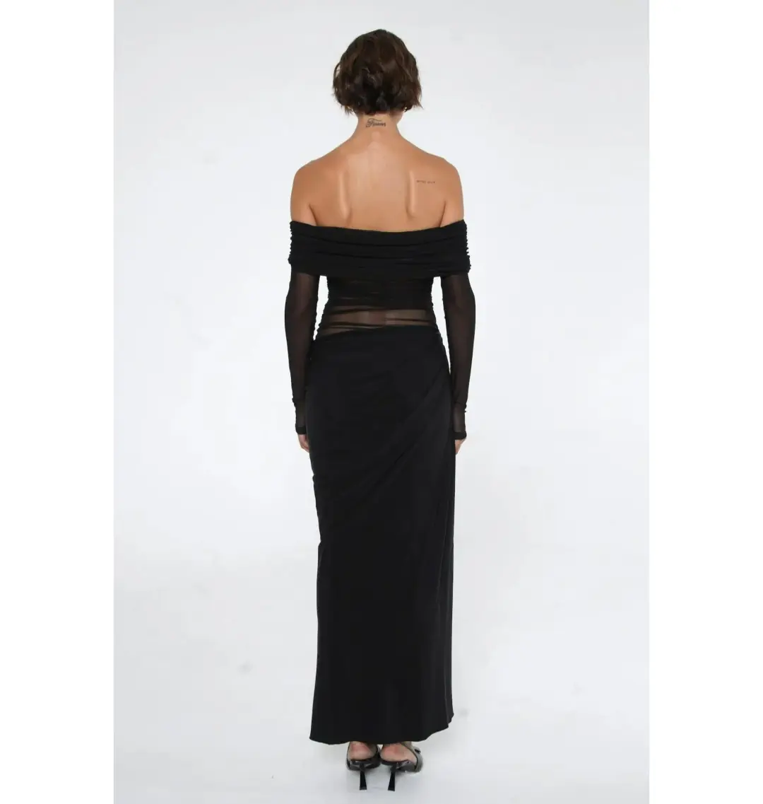 BENNI Yasmin Off-Shoulder Maxi Dress Black Size AU 10 for rent on The Volte - main image