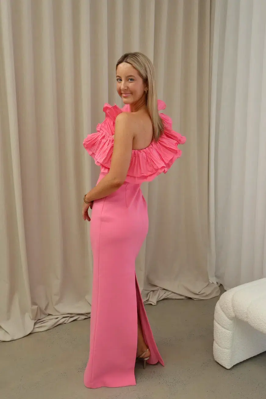 Rebecca Vallance Rosita Gown Shrimp Pink Size AU 8 for rent on The Volte - main image