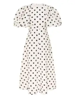 Zimmermann Midi Day Dress Cream/Black Polka Dot Size 4 (AU 16)