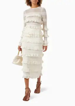 Zimmermann Wonderland Frilled Lace Top and Midi Skirt Set White Size 0 / AU 8 for rent on The Volte - image 1
