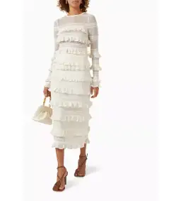 Zimmermann Wonderland Frilled Lace Top and Midi Skirt Set White Size 0 / AU 8 for rent on The Volte - image 6