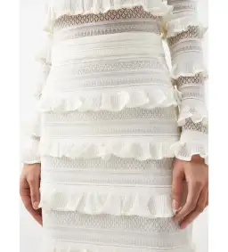 Zimmermann Wonderland Frilled Lace Top and Midi Skirt Set White Size 0 / AU 8 for rent on The Volte - image 5
