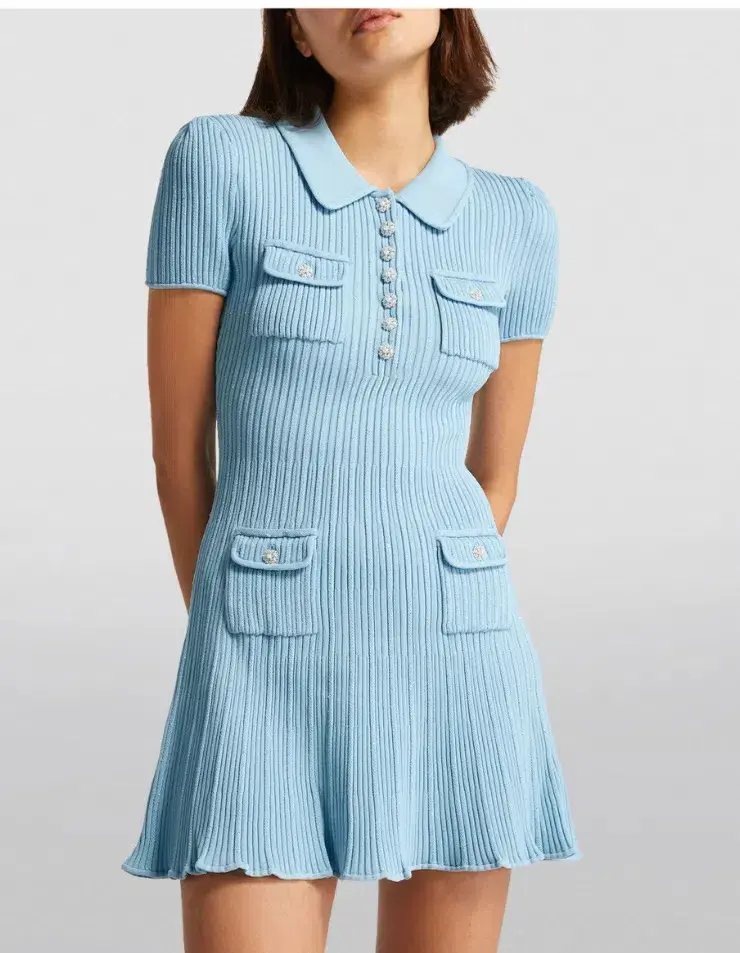 Self Portrait Sequin Knit Mini Dress Blue Size M / AU 10 for rent on The Volte - main image