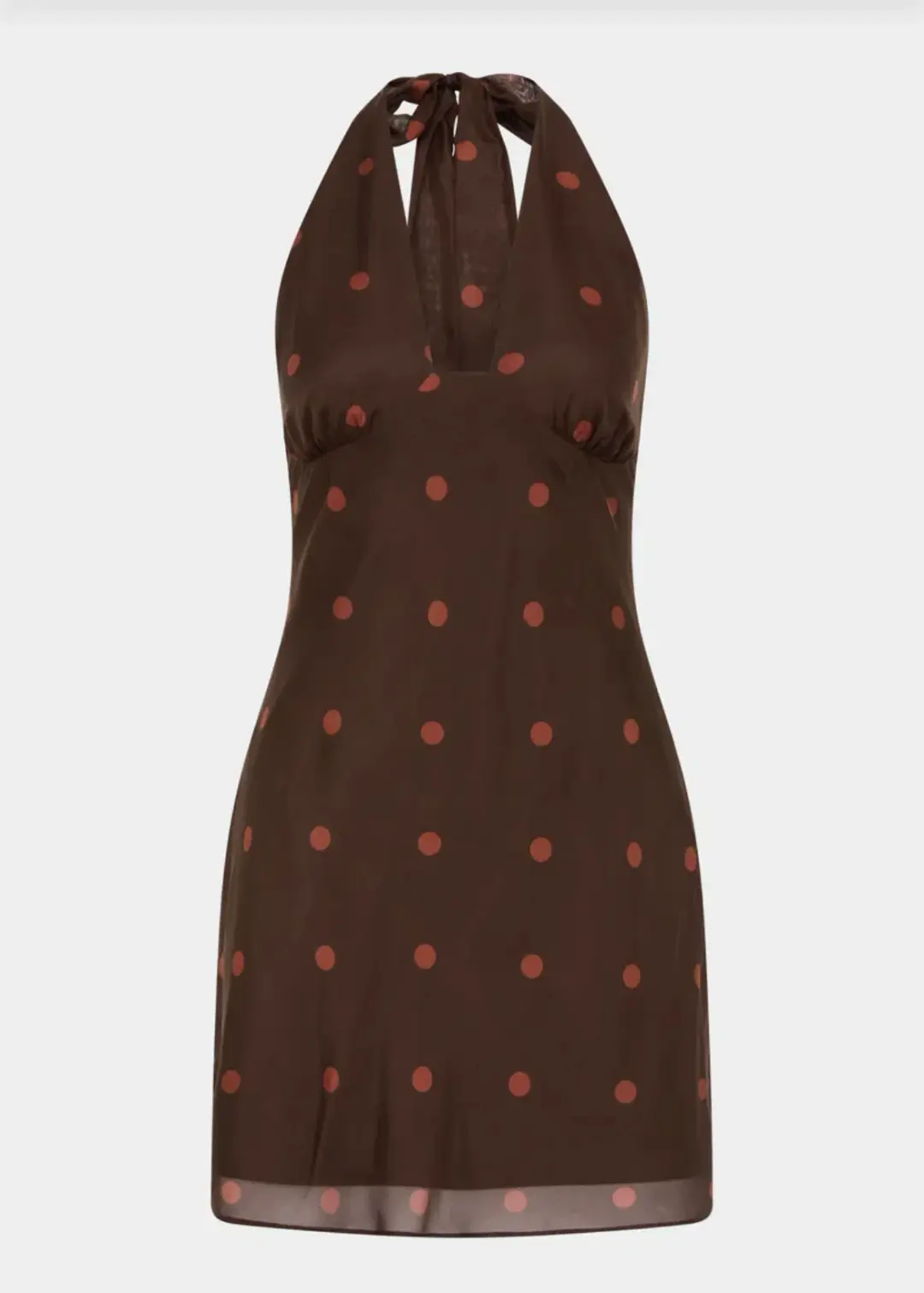 Sir the Label Toni Halter Mini Dress Chocolate Dot Size 1 / AU 8 for rent on The Volte - main image