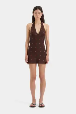 Sir the Label Toni Halter Mini Dress Chocolate Dot Size 1 / AU 8 for rent on The Volte - image 1