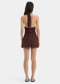 Sir the Label Toni Halter Mini Dress Chocolate Dot Size 1 / AU 8 for rent on The Volte - image 3