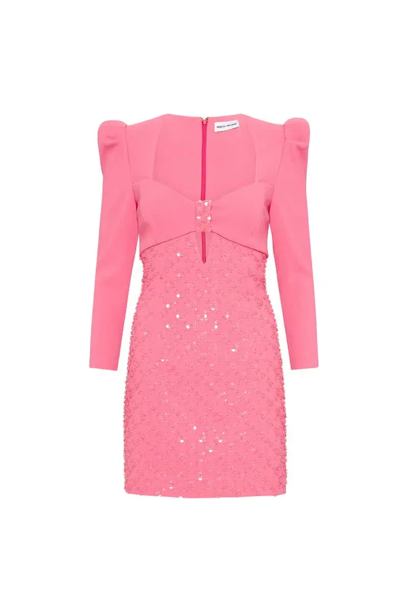 Rebecca Vallance Marie Long Sleeve Mini Dress Pink Size 10 - Image 5
