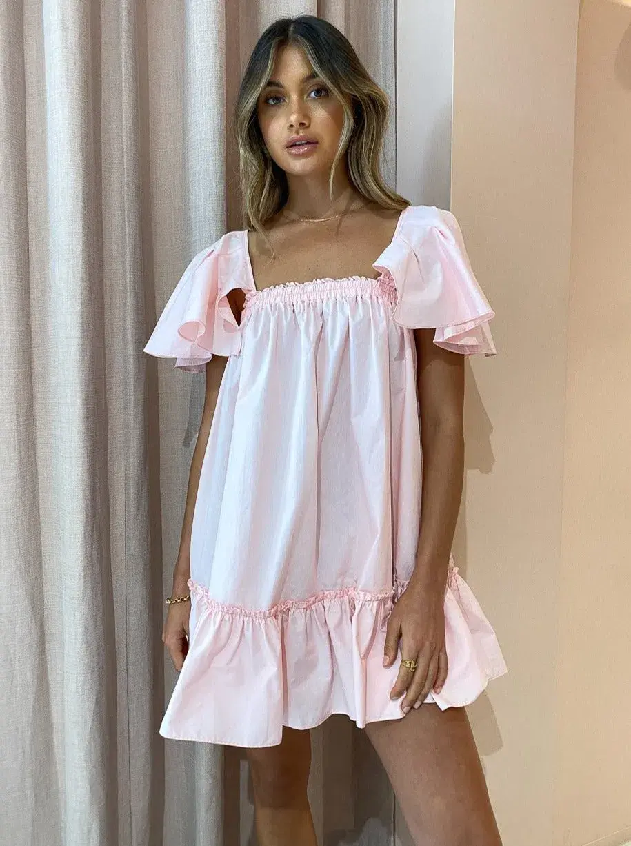 Blanca Studios Filomena Mini Dress Pink One Size baby Babydoll flare for rent on The Volte - main image