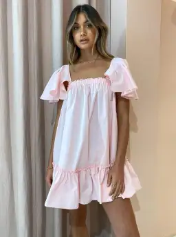 Blanca Studios Filomena Mini Dress Pink One Size baby Babydoll flare for rent on The Volte - image 2