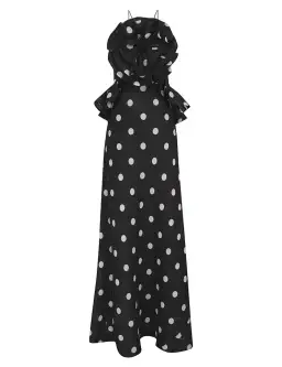 Zimmermann Crush Ruffle Halter Maxi Gown Black/Cream Dot Size 1 / AU 10 for rent on The Volte - image 4