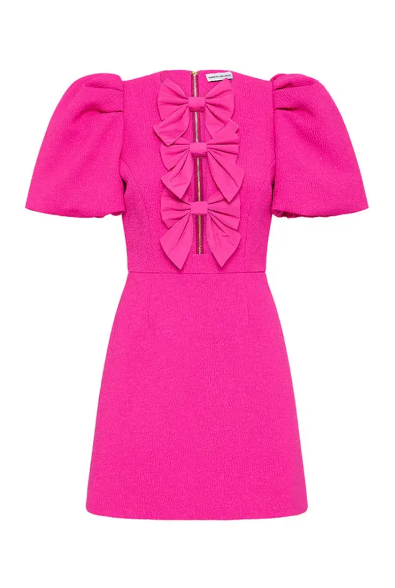 Rebecca Vallance Cecily Bow Mini Dress Hot Pink Size 8 for rent on The Volte - main image