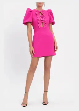 Rebecca Vallance Cecily Bow Mini Dress Hot Pink Size 8 for rent on The Volte - image 1