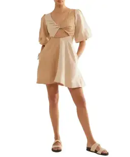 Sovere Duet Mini Dress Sandstone Size AU 6