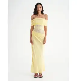 Benni Nico Off Shoulder Maxi Dress Butter Size AU 12 for rent on The Volte - image 2