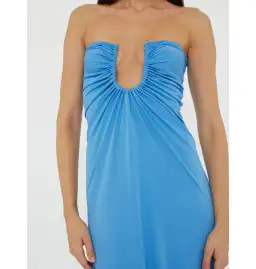Christopher Esber Arced Palm Strapless Dress in Boston Blue Size AU 10 for rent on The Volte - image 2
