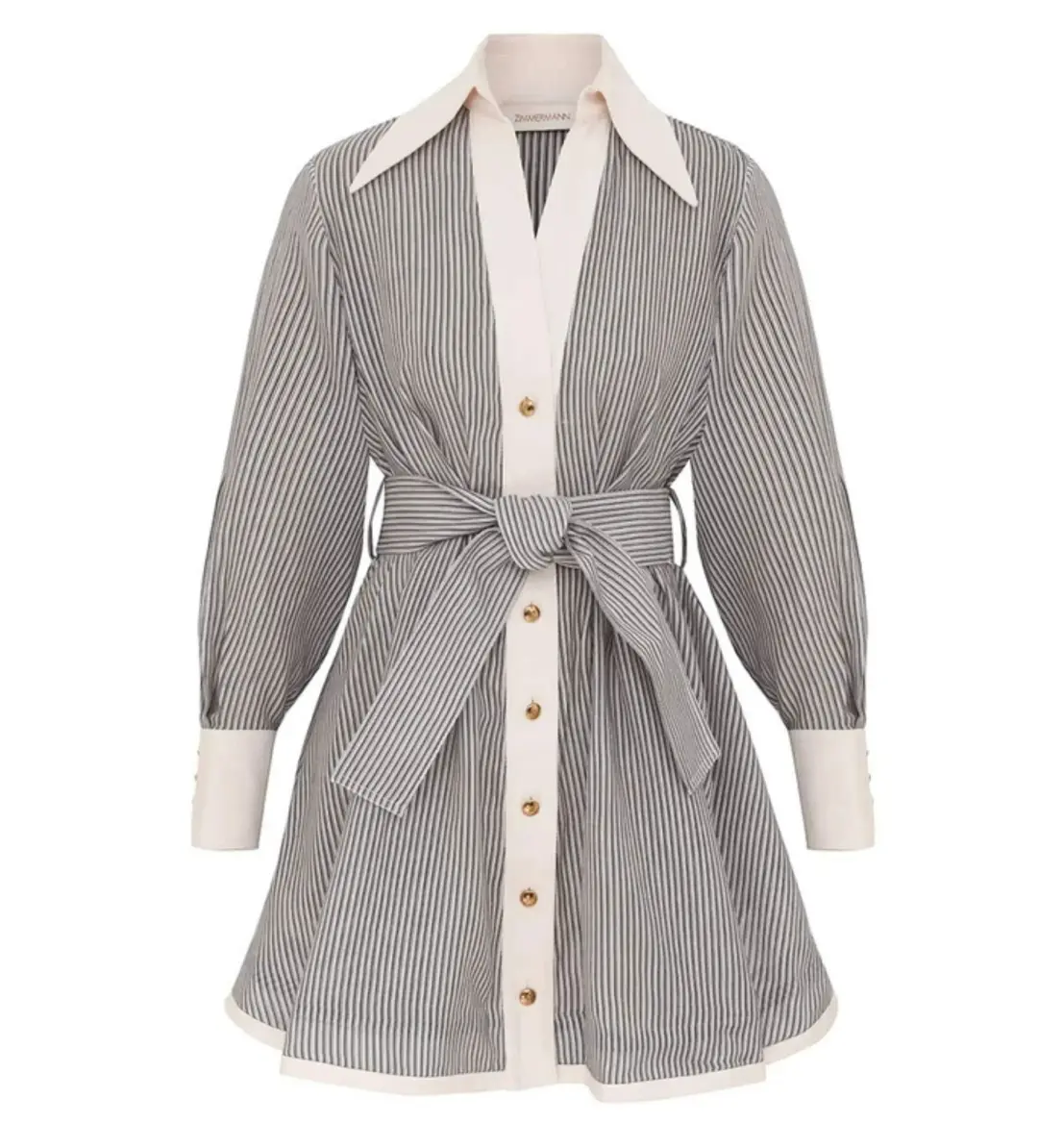 Zimmermann Illustration Tuck Mini Dress in Stripe Size 0P/AU 6 for rent on The Volte - main image