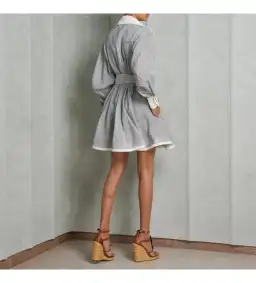 Zimmermann Illustration Tuck Mini Dress in Stripe Size 0P/AU 6 for rent on The Volte - image 3