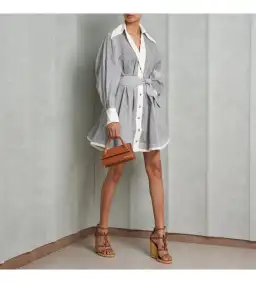 Zimmermann Illustration Tuck Mini Dress in Stripe Size 0P/AU 6 for rent on The Volte - image 1