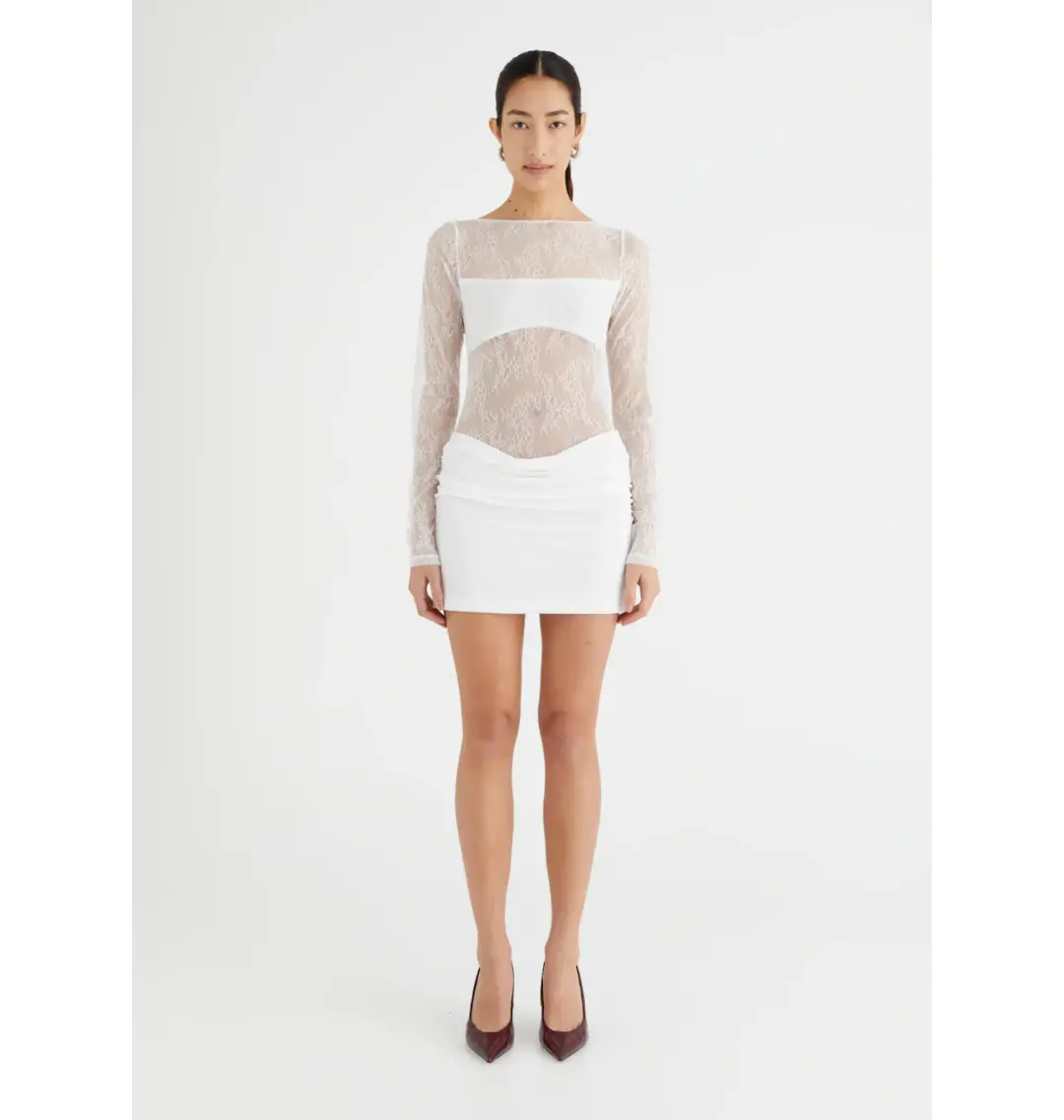 Benni The Yana Lace Mini Dress White Size AU 10 for rent on The Volte - main image