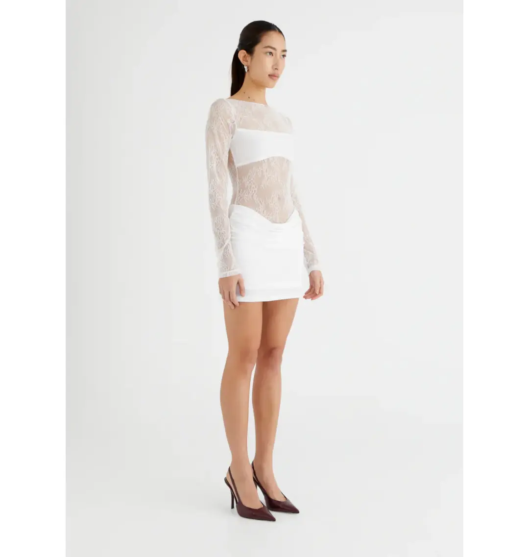 Benni The Yana Lace Mini Dress White Size AU 10 for rent on The Volte - main image