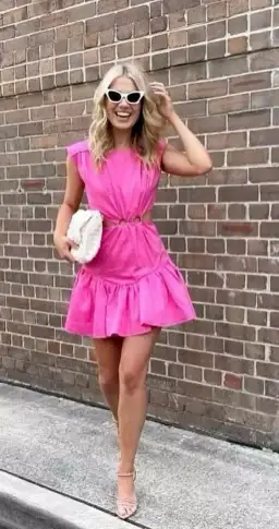 Aje Solstice Cut Out Ring Flip Mini Dress Pink Size 16 for rent on The Volte - image 3