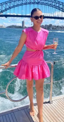 Aje Solstice Cut Out Ring Flip Mini Dress Pink Size 16 for rent on The Volte - image 4