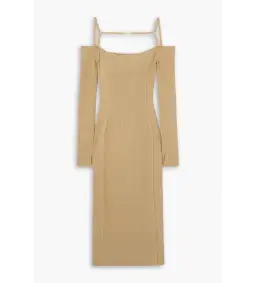 Jacquemus Sierra Embellished Ribbed Knit Midi Dress Sand Size 40 / AU 12 for rent on The Volte - image 3