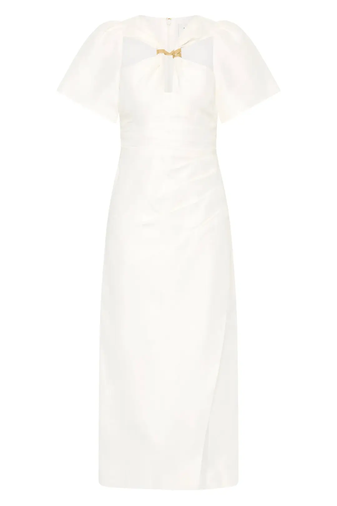Aje Presence Twisted Midi Dress Ivory Size 12 for rent on The Volte - main image
