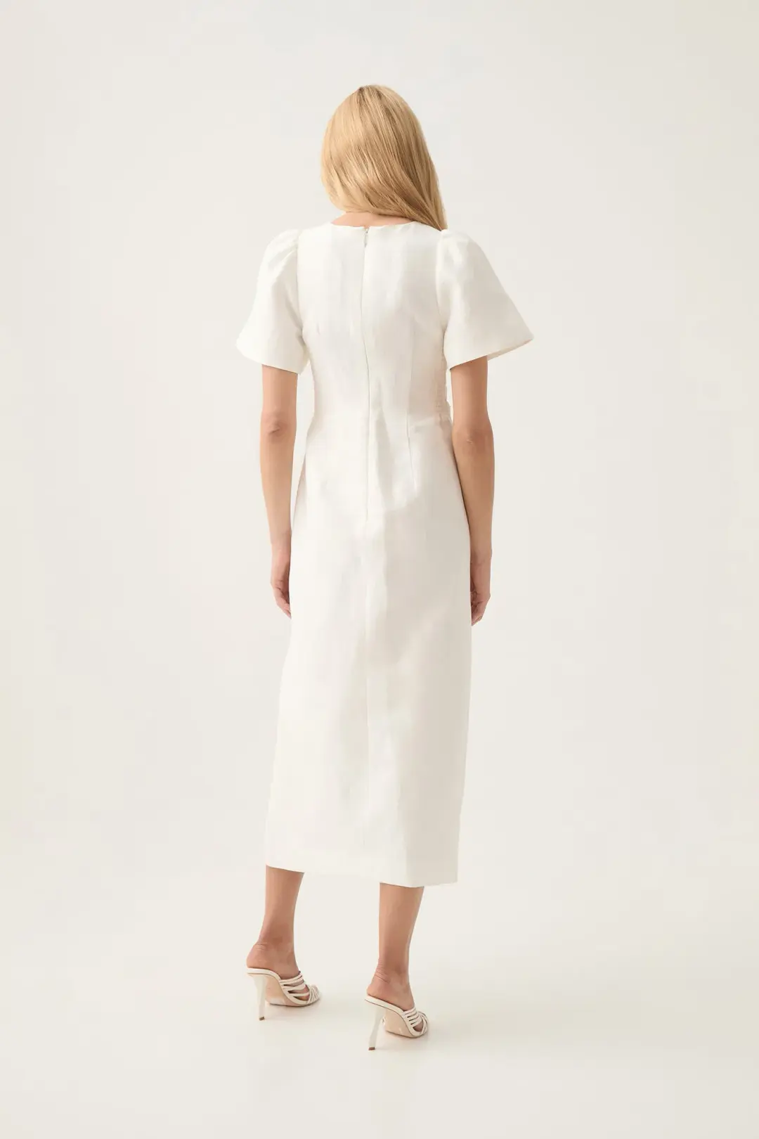 Aje Presence Twisted Midi Dress Ivory Size 12 for rent on The Volte - main image