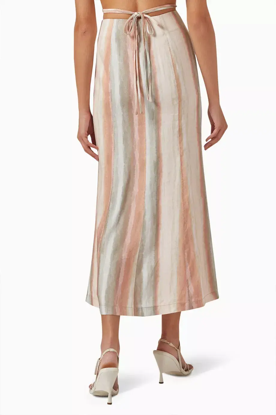 Significant Other Jessica High Waist Linen Blend Midi Skirt Watercolour Stripe Size XL / AU 14 for rent on The Volte - main image