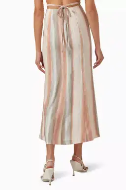 Significant Other Jessica High Waist Linen Blend Midi Skirt Watercolour Stripe Size XL / AU 14 for rent on The Volte - image 2