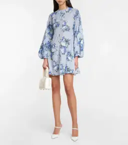 Emilia Wickstead Nova Wisteria Long Sleeve Mini Dress Floral Size AU 16