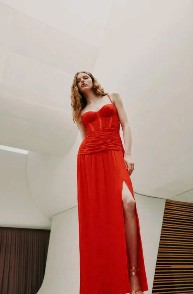 Manning Cartell Double Time Pleat Dress Red Size XXS / AU 4 for rent on The Volte - main image