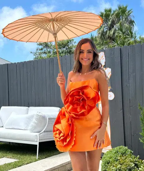 Eliya The Label Hayman Mini Dress Tangerine Size 10 for rent on The Volte - main image