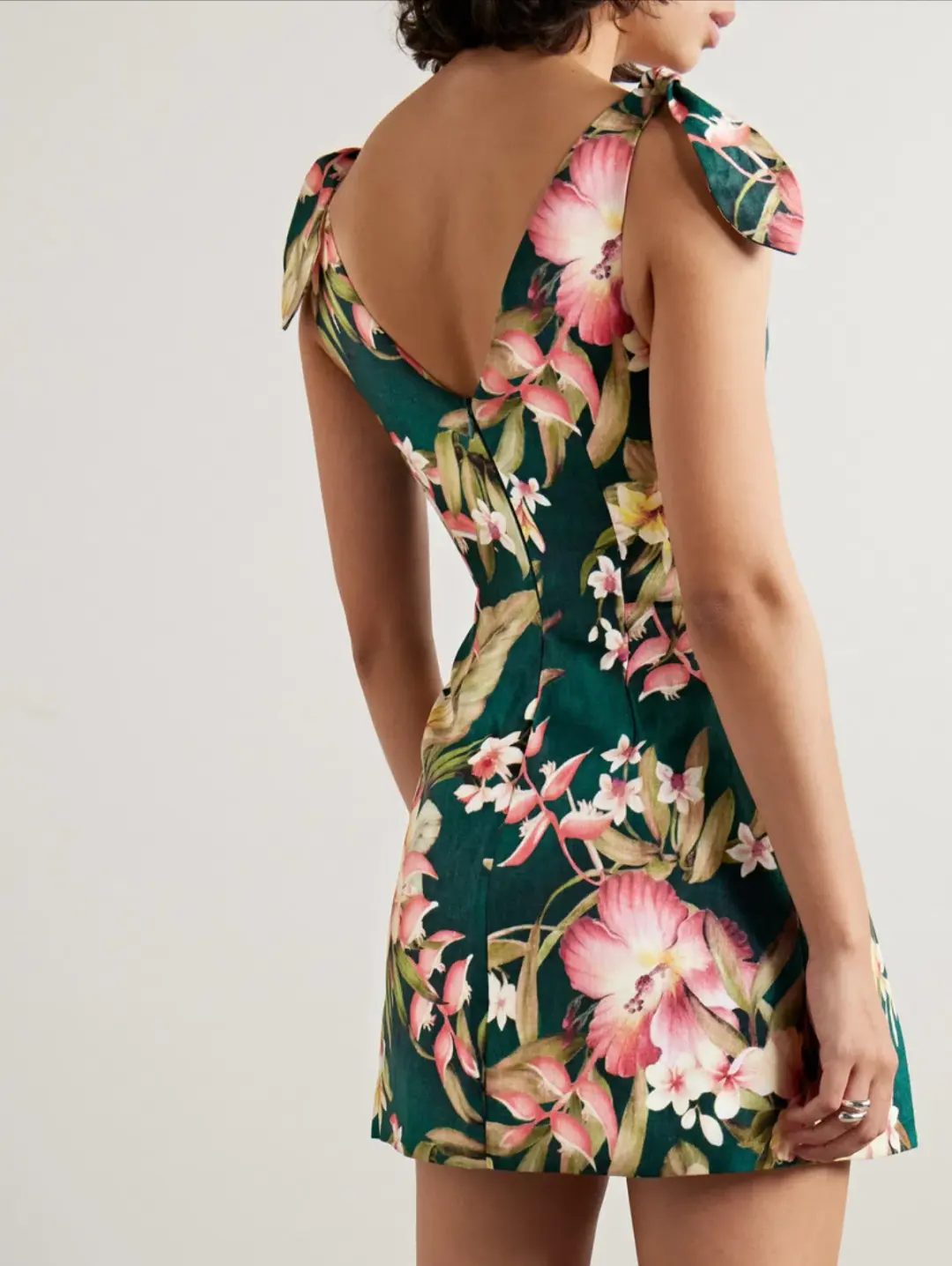 Zimmermann Lexi Tie Mini Dress Green Palm Size 3 / AU 14 for rent on The Volte - main image