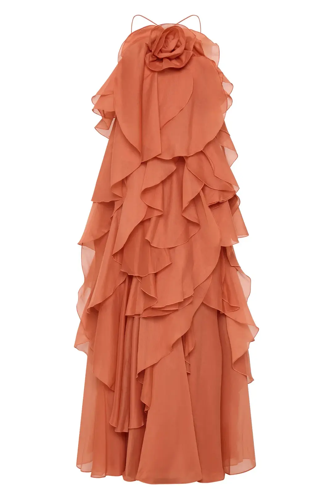 Aje Pandorea Layered Maxi Dress Coral Clay Size 6 for rent on The Volte - main image