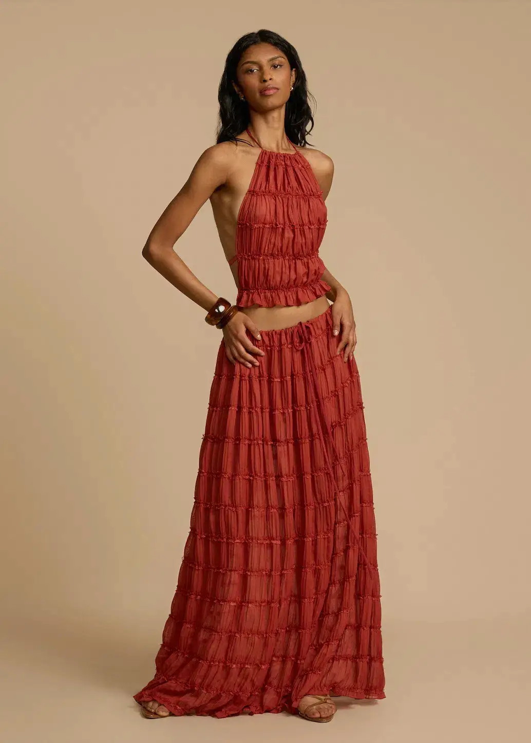 Arcina Ori Juliette Halter Top & Maxi Skirt Set Red Size S / AU 6-8 for rent on The Volte - main image