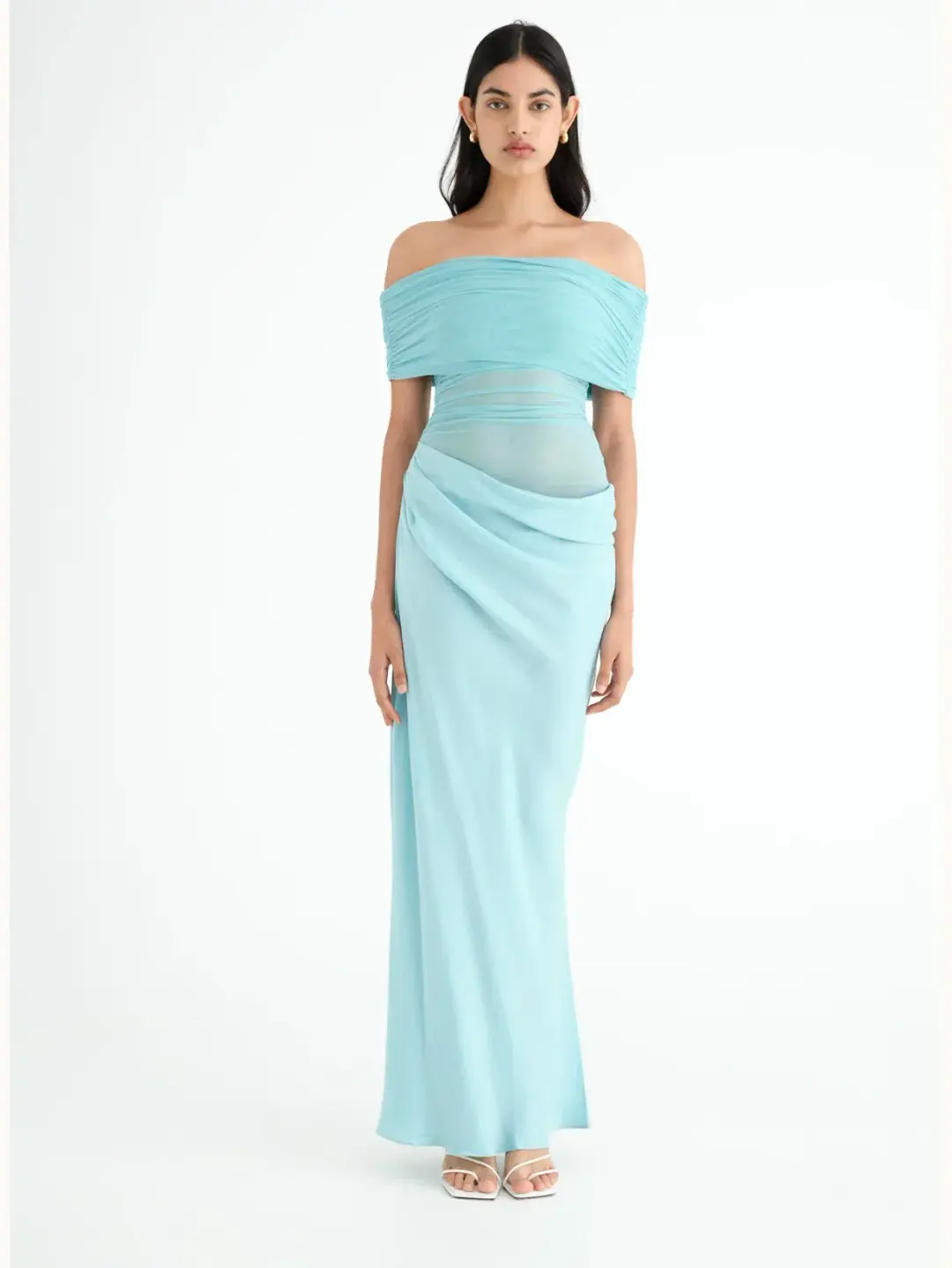 Benni Nico off Shoulder Maxi Dress in Aquamarine Size 10 for rent on The Volte - main image