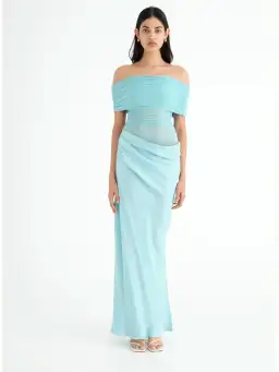 Benni Nico off Shoulder Maxi Dress in Aquamarine Size 10 for rent on The Volte - image 2