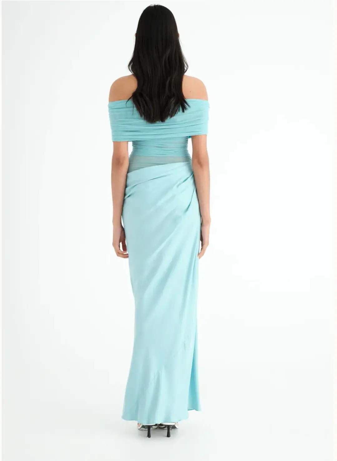 Benni Nico off Shoulder Maxi Dress in Aquamarine Size 10 for rent on The Volte - main image