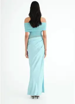 Benni Nico off Shoulder Maxi Dress in Aquamarine Size 10 for rent on The Volte - image 3