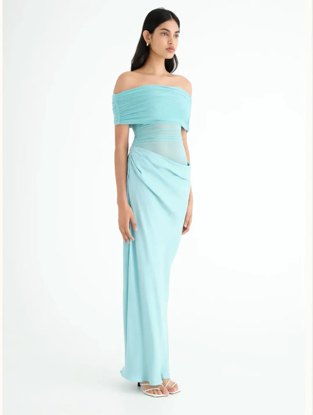 Benni Nico off Shoulder Maxi Dress in Aquamarine Size 10 for rent on The Volte - main image