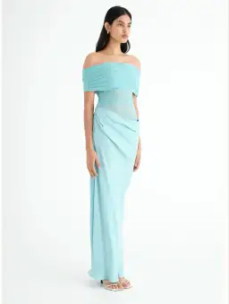 Benni Nico off Shoulder Maxi Dress in Aquamarine Size 10 for rent on The Volte - image 1