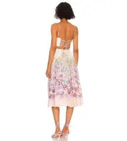 Zimmermann Jude Scallop Midi Dress in Peach Gradient Floral Size 0P/Au 6 (altered) for rent on The Volte - image 2